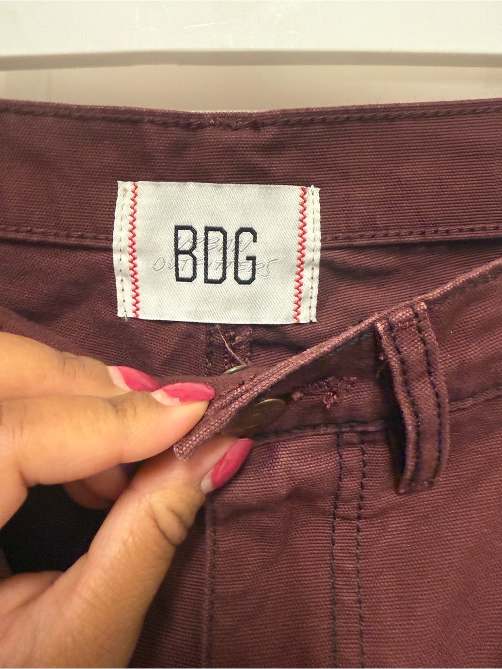 BDG Burgundy Carpenter Pants Size 25 Double Knee Workwear Utility Skater Granola - Picture 5 of 9